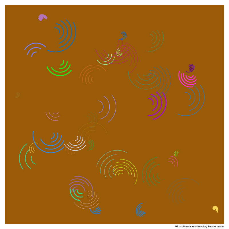 41 orbitarcs on dancing taupe moon