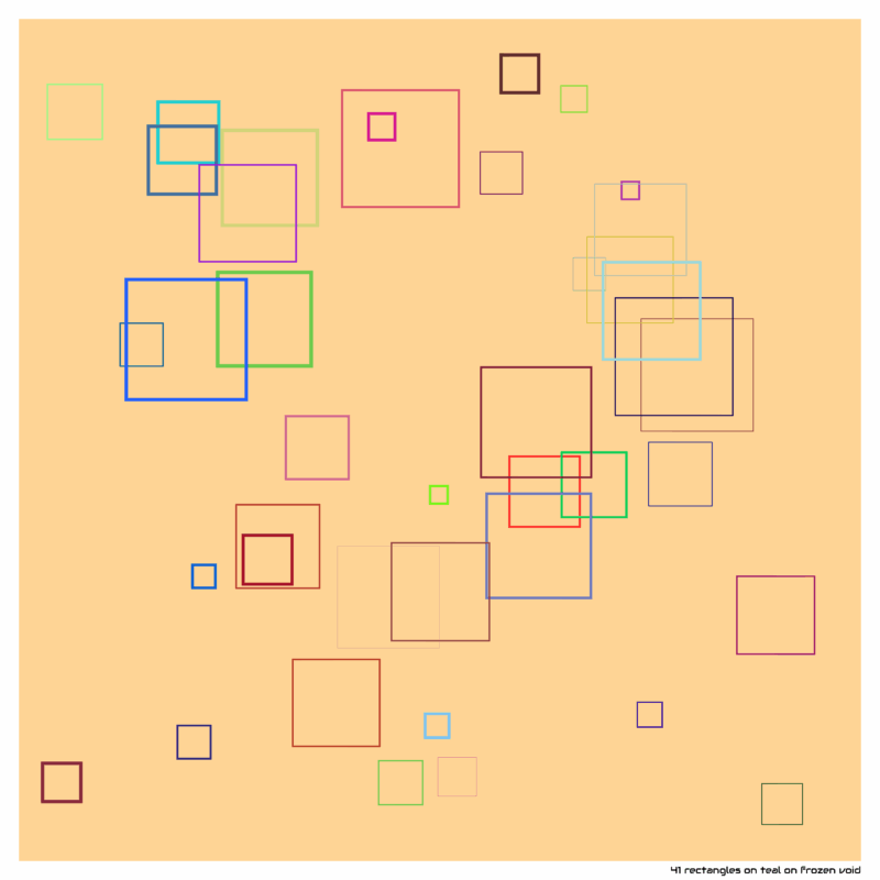 41 rectangles on teal on frozen void