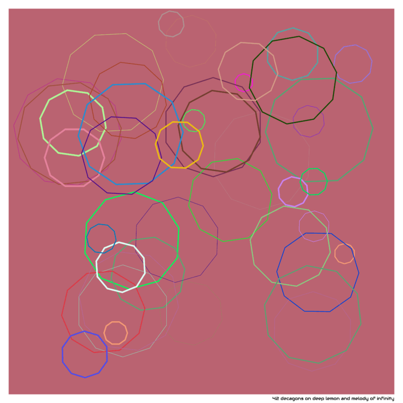 42 decagons on deep lemon and melody of infinity