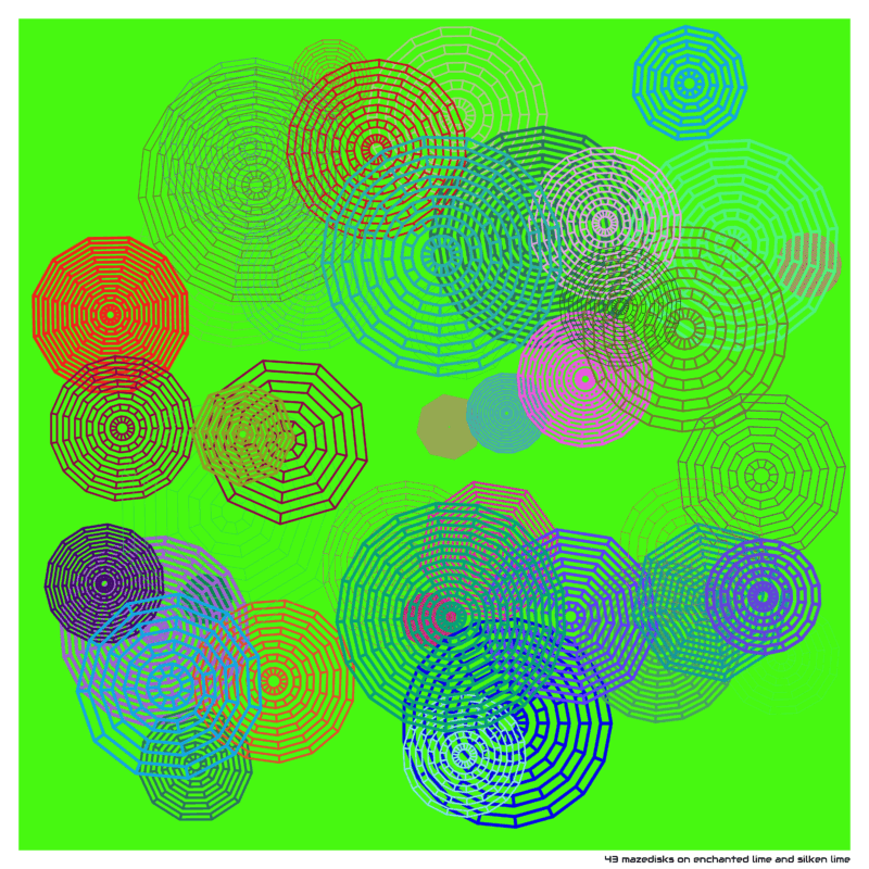 43 mazedisks on enchanted lime and silken lime