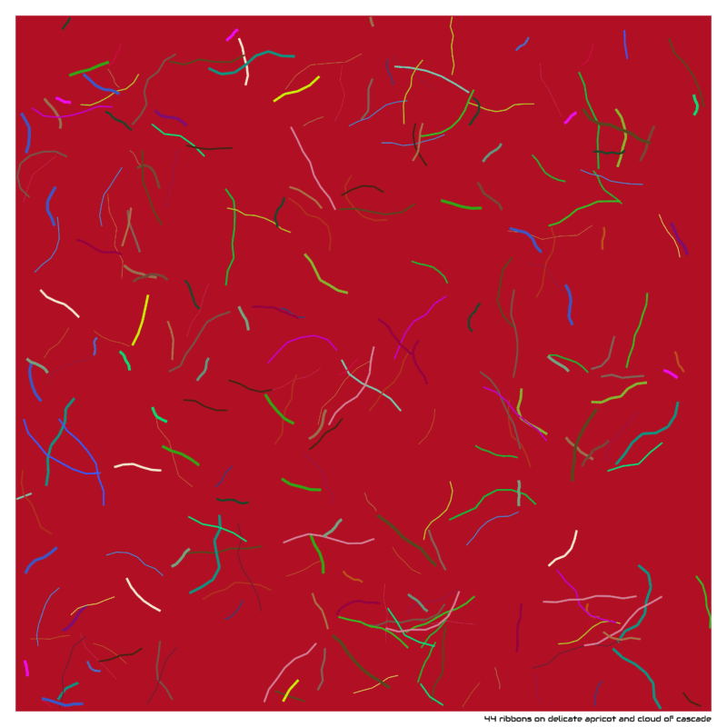 44 ribbons on delicate apricot and cloud of cascade