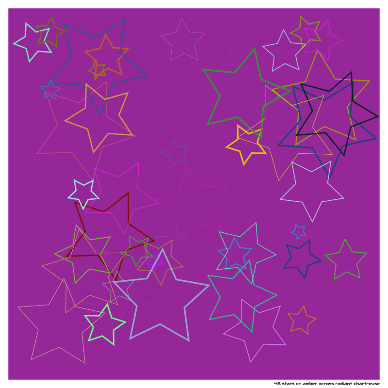 46 stars on amber across Radiant chartreuse