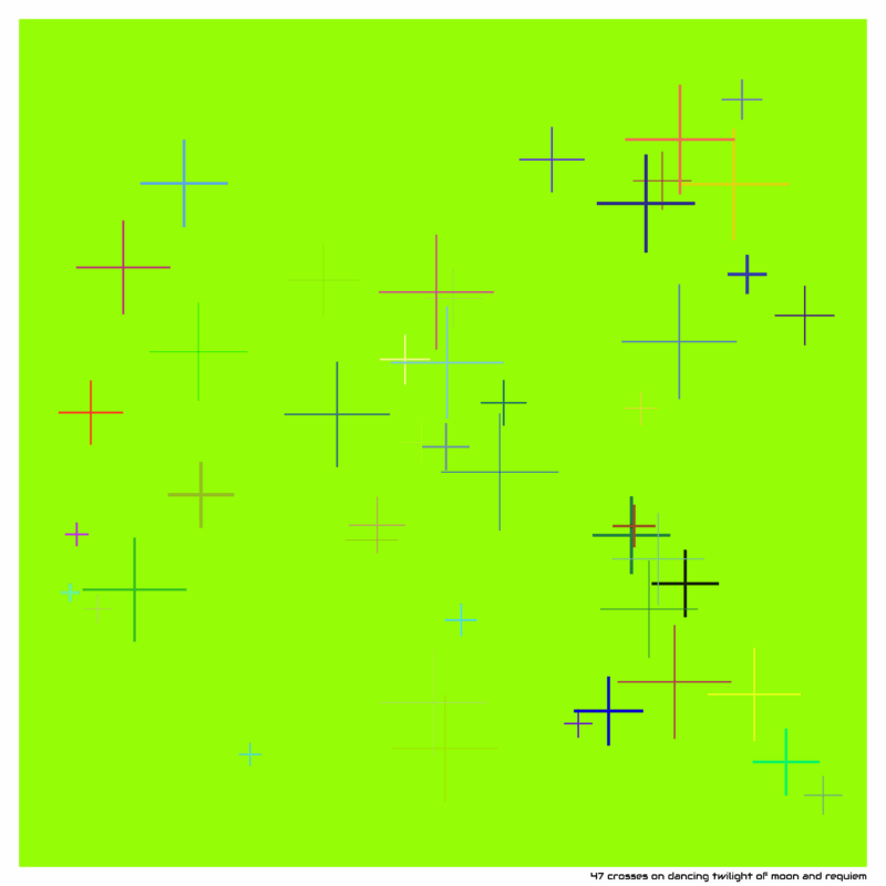 47 crosses on dancing twilight of moon and requiem