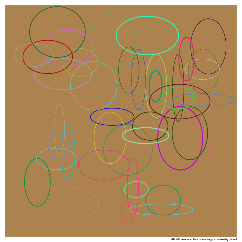 48 ellipses on cloud dancing on velvety cloud