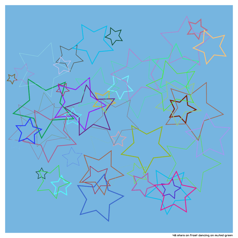 48 stars on frost dancing on muted green
