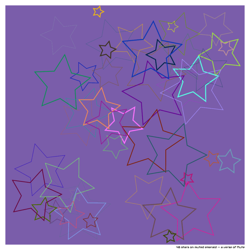 48 stars on muted emerald — a verse of flute