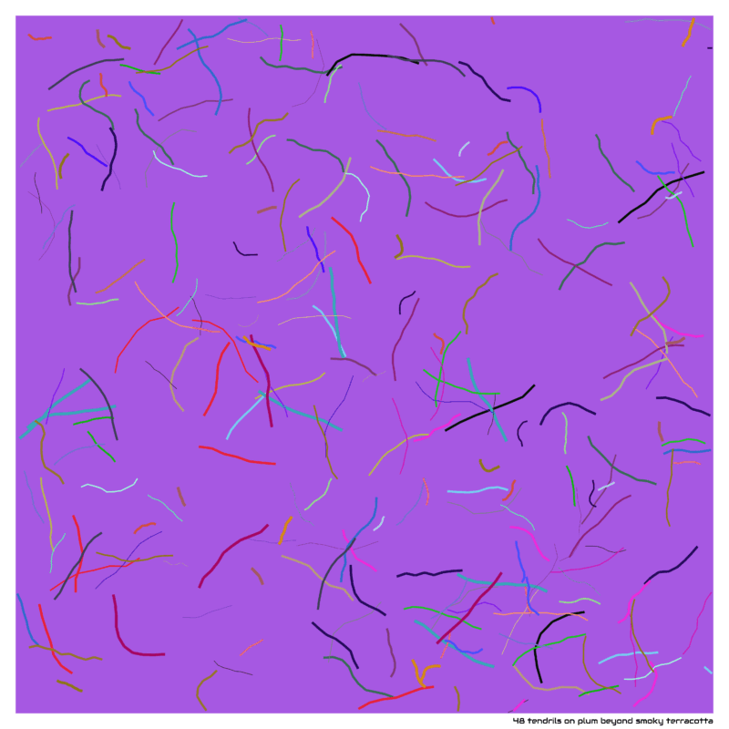 48 tendrils on plum beyond smoky terracotta