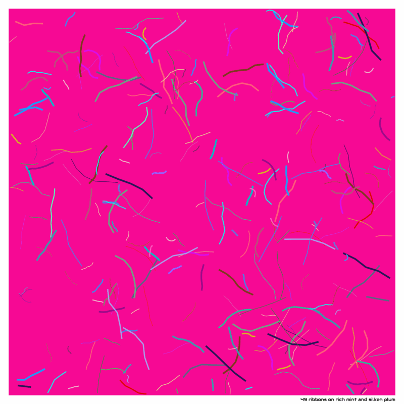 49 ribbons on rich mint and silken plum