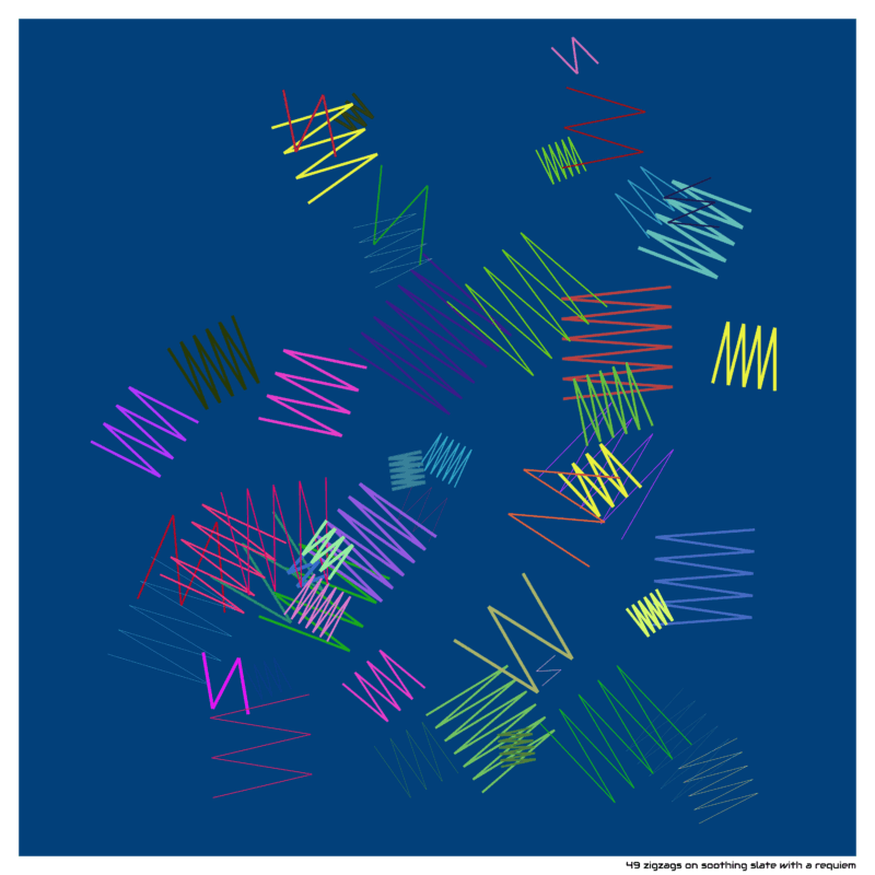 49 zigzags on soothing slate with a requiem