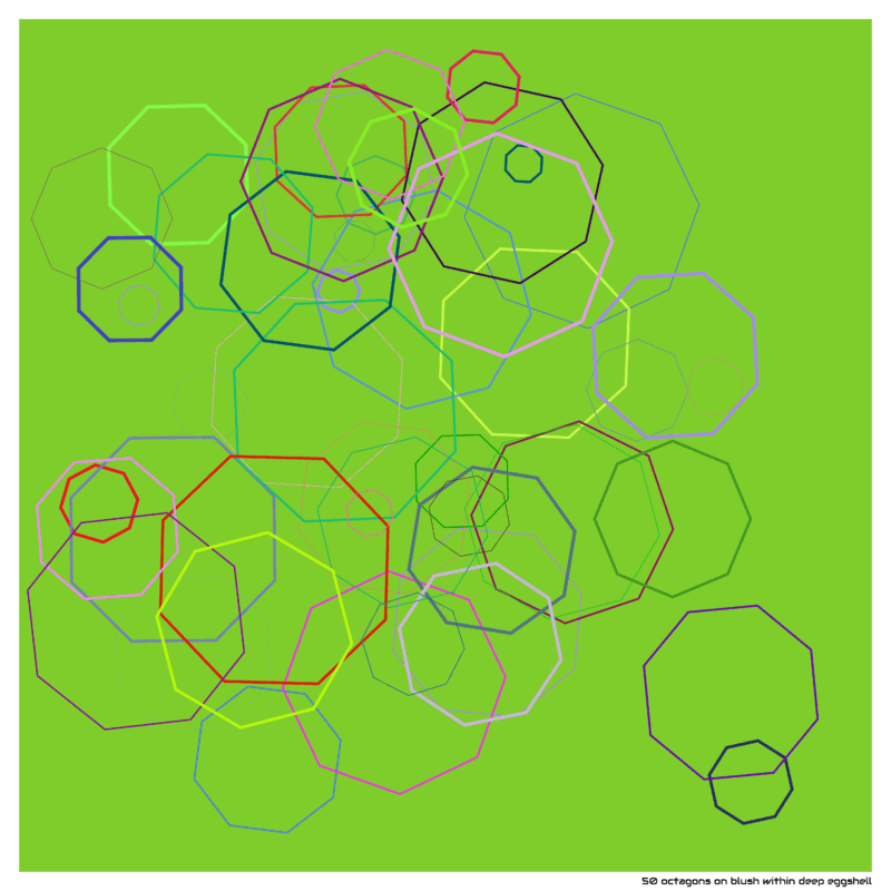 50 octagons on blush within deep eggshell
