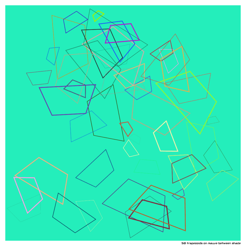 50 trapezoids on mauve between shade