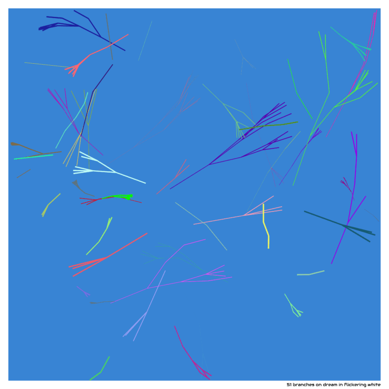 51 branches on dream in flickering white