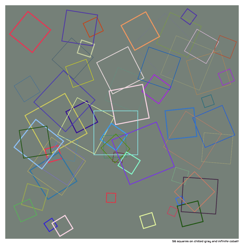 56 squares on chilled gray and infinite cobalt