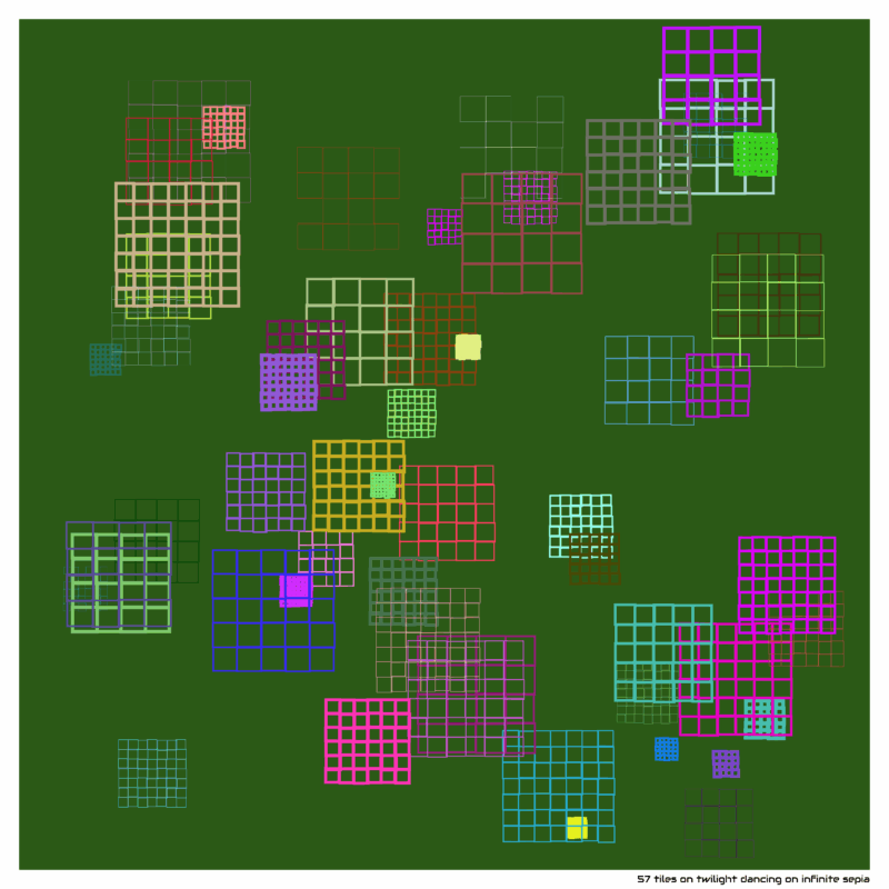 57 tiles on twilight dancing on infinite sepia