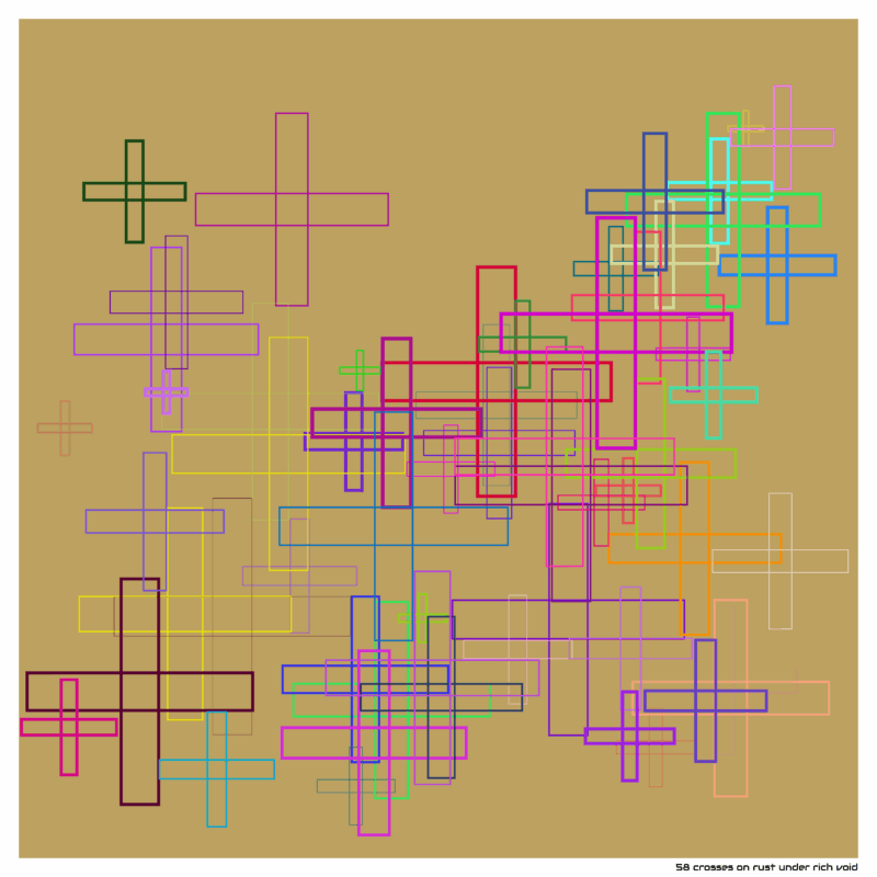 58 crosses on rust under rich void