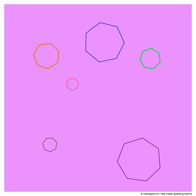 6 heptagons on rose inside gleaming mocha