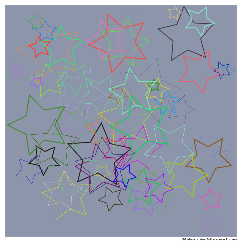 62 stars on dustfall in stained brown