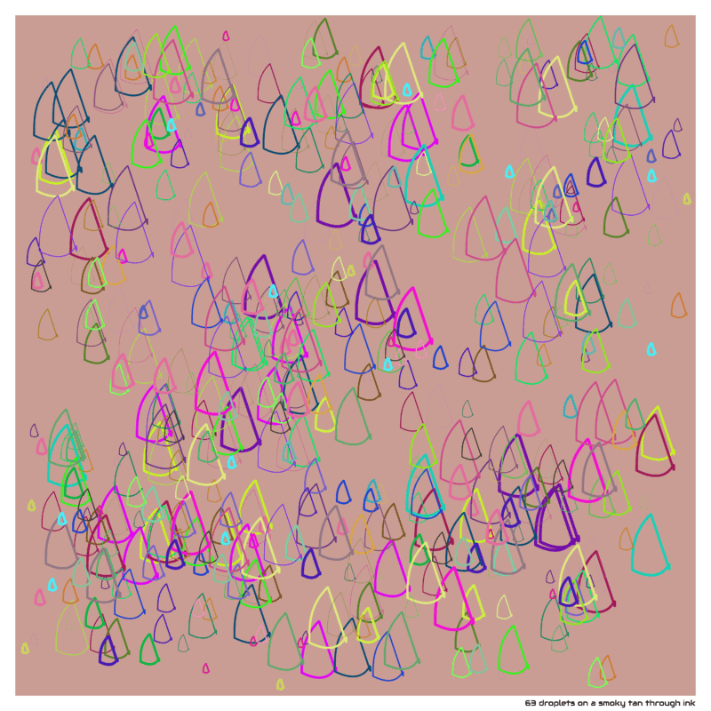 63 droplets on a smoky tan through ink