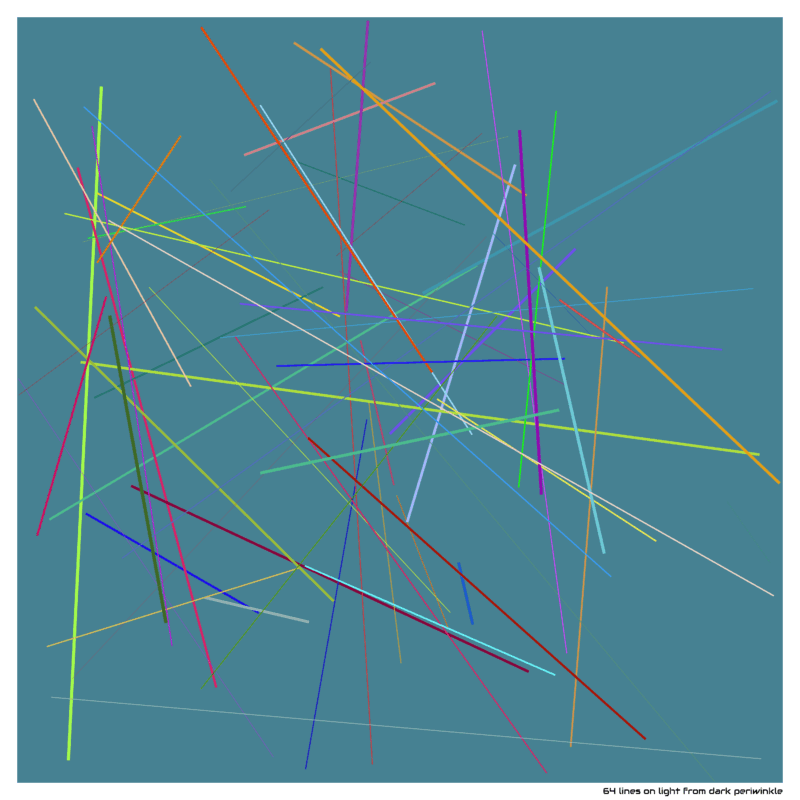 64 lines on light from dark periwinkle