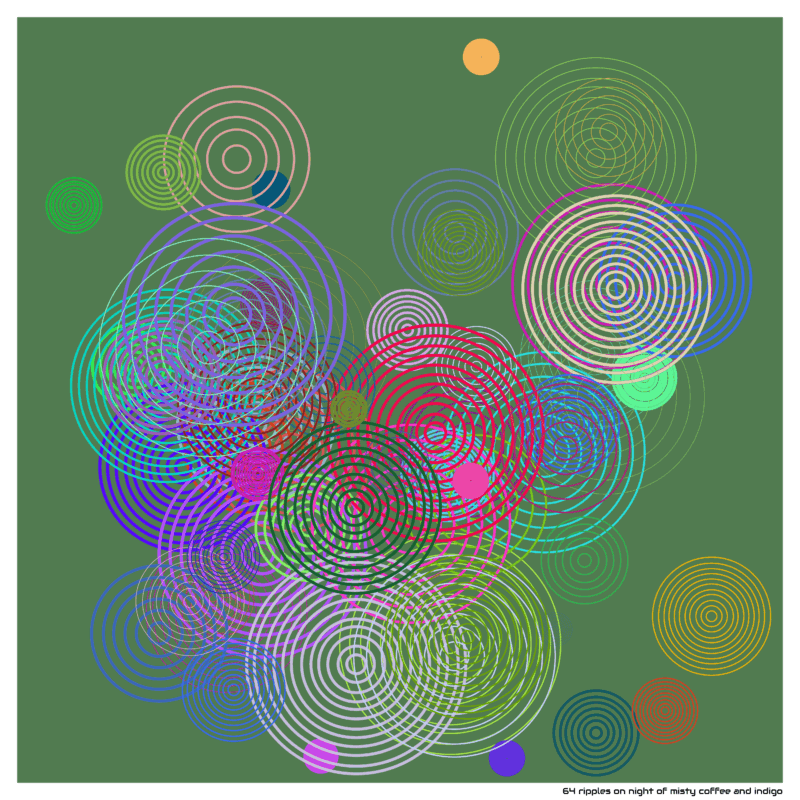 64 ripples on night of misty coffee and indigo