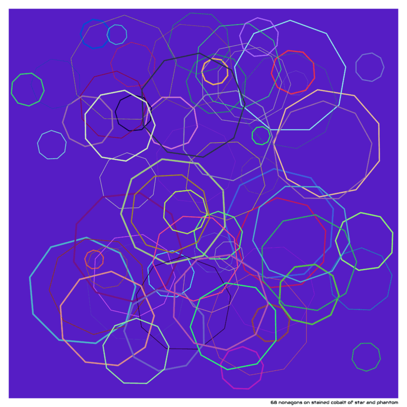 68 nonagons on stained cobalt of star and phantom