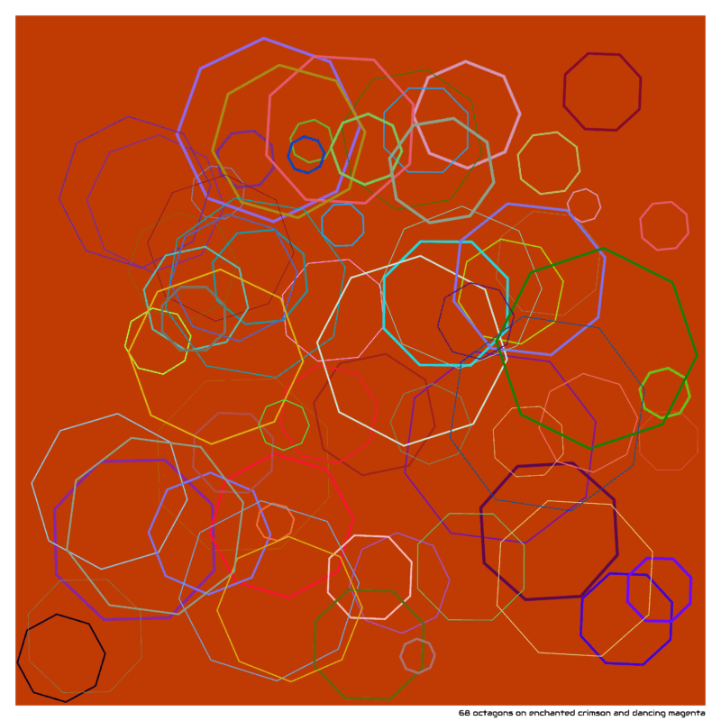 68 octagons on enchanted crimson and dancing magenta