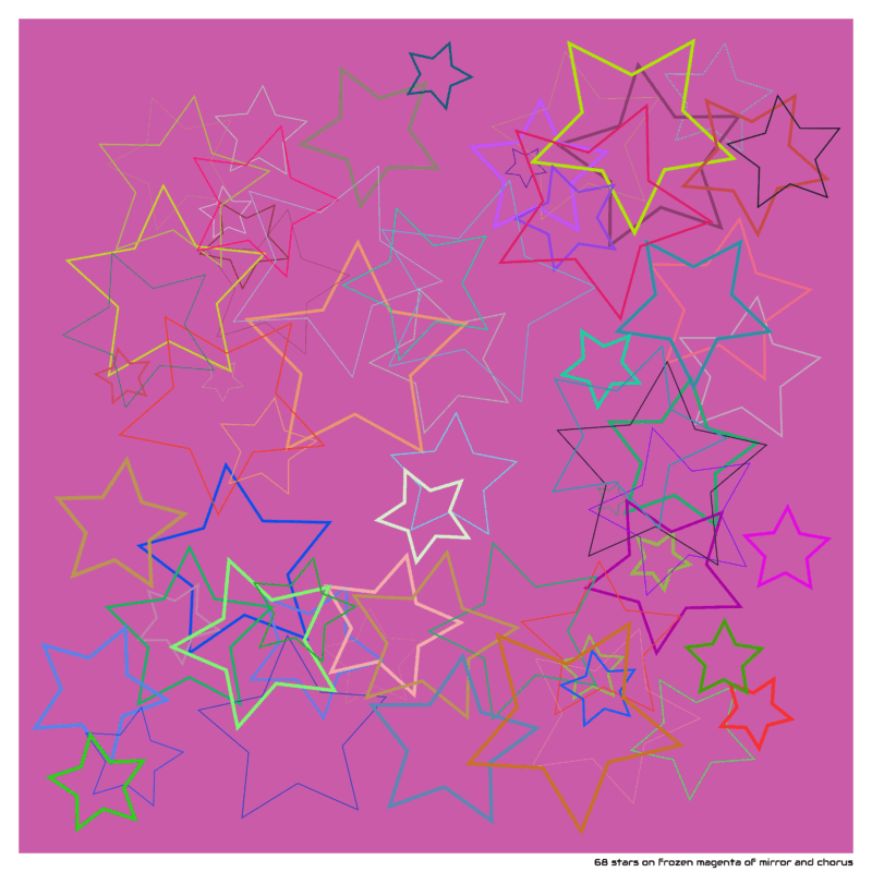68 stars on frozen magenta of mirror and chorus