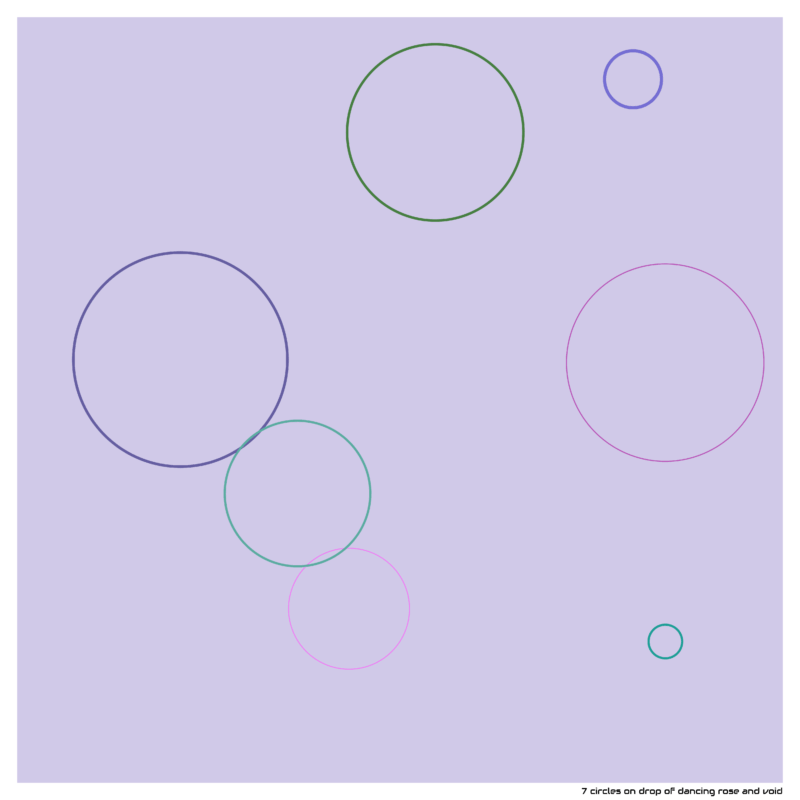 7 circles on drop of dancing rose and void