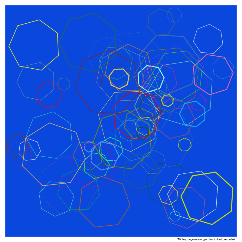 74 heptagons on garden in hollow cobalt