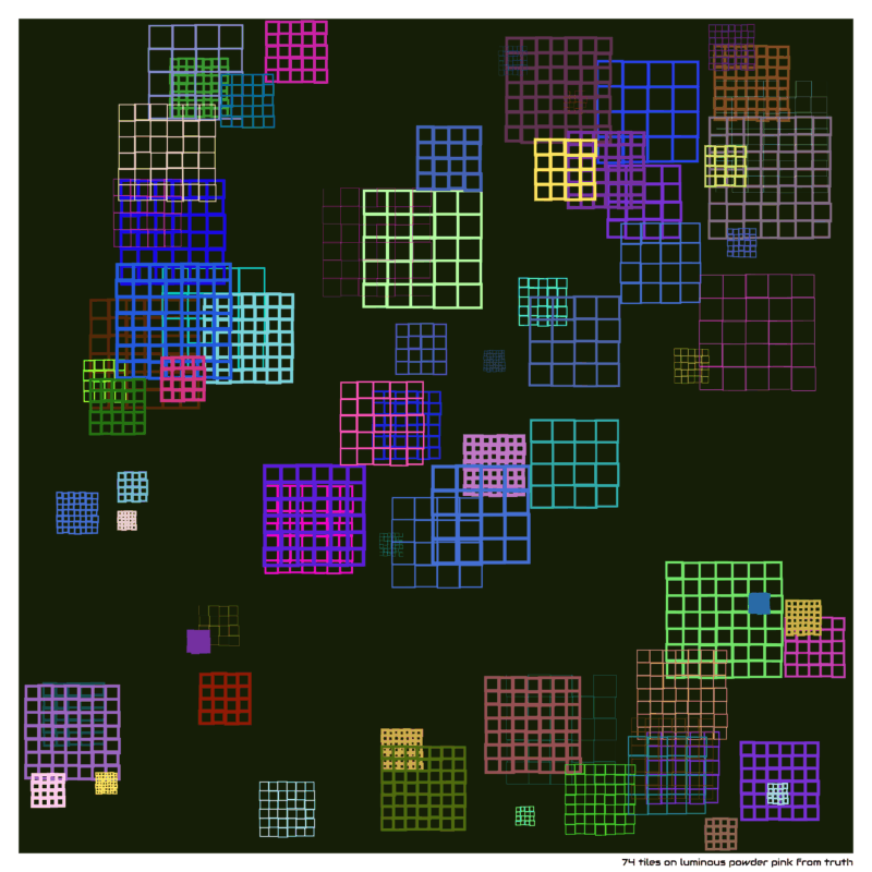 74 tiles on luminous powder pink from truth