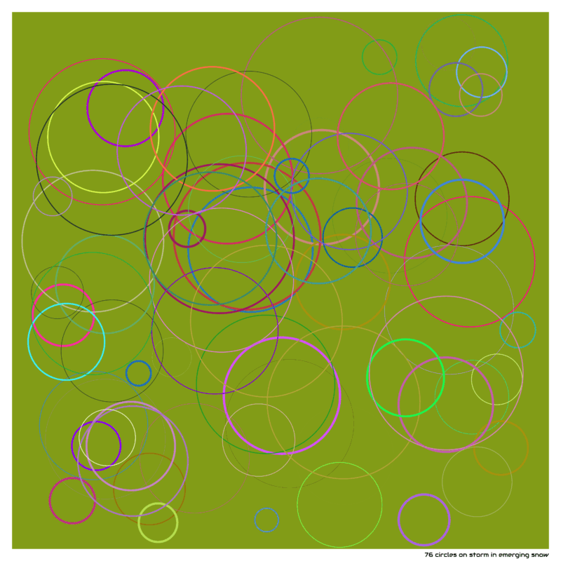 76 circles on storm in emerging snow