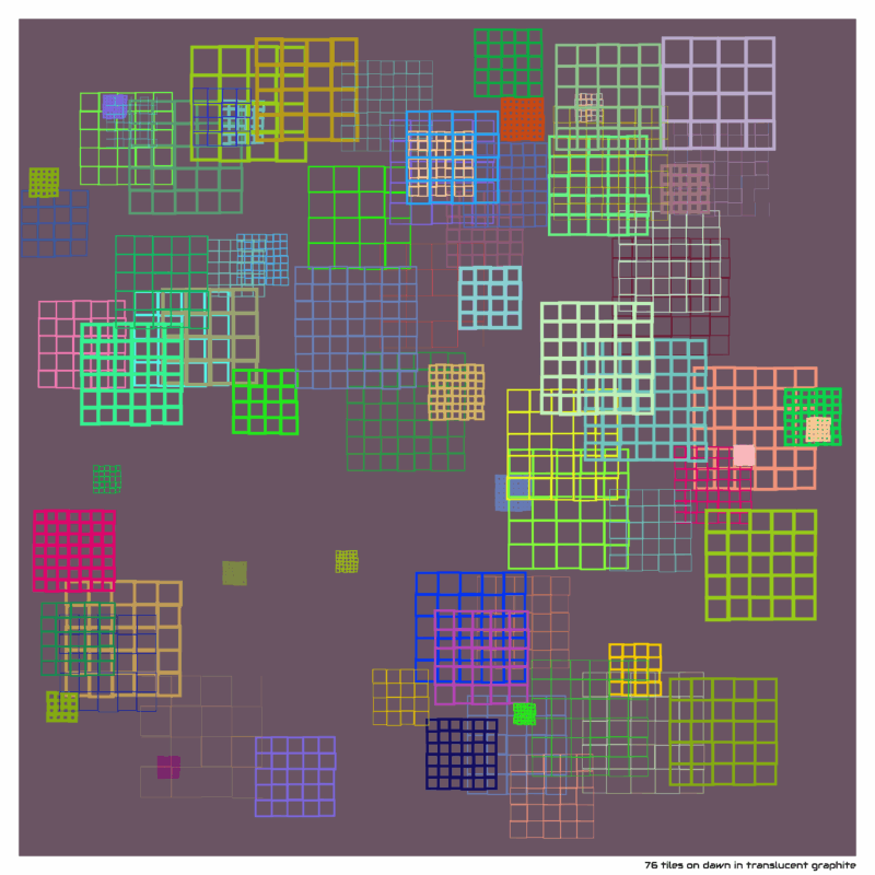 76 tiles on dawn in translucent graphite