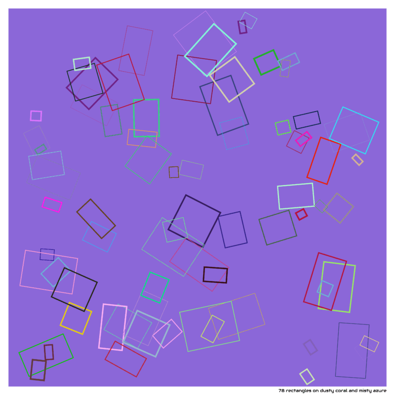 78 rectangles on dusty coral and misty azure