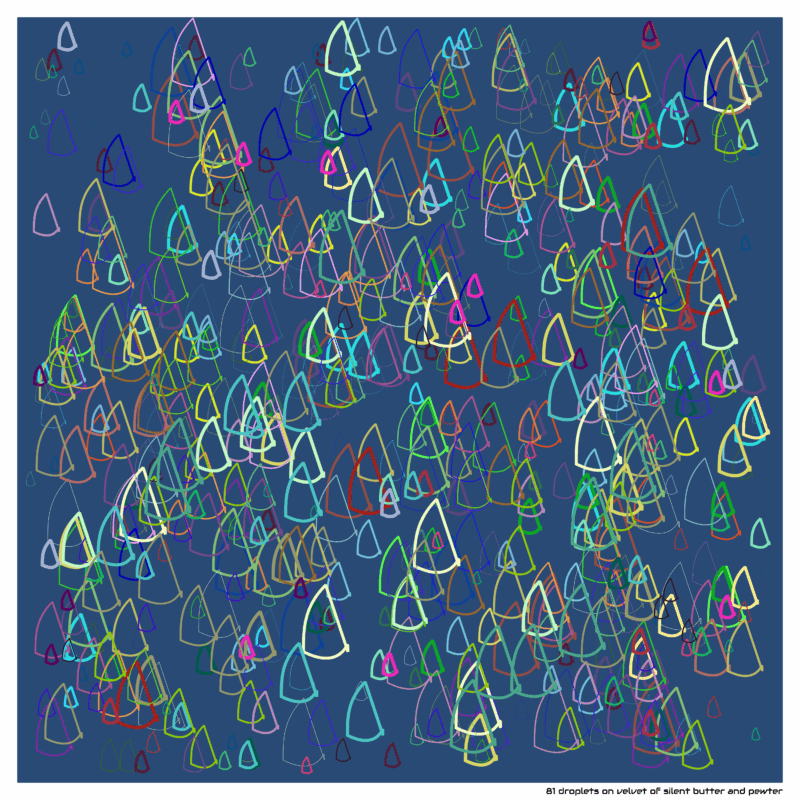 81 droplets on velvet of silent butter and pewter