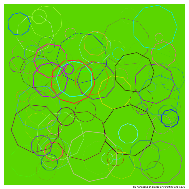 82 nonagons on glance of vivid lime and ivory