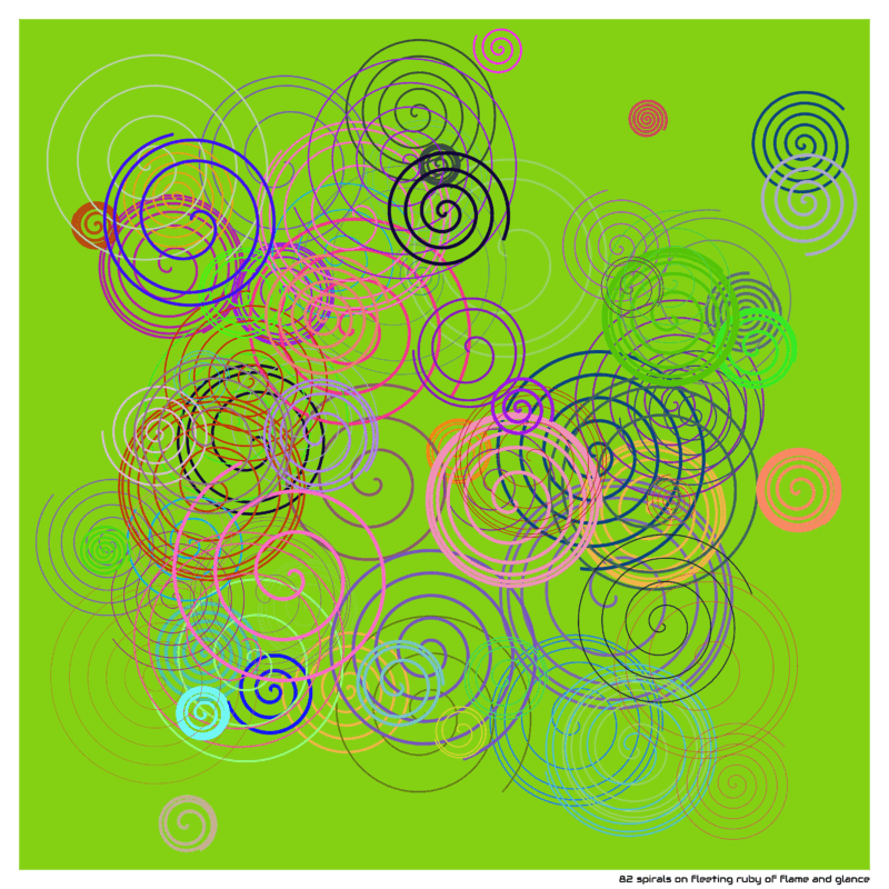 82 spirals on fleeting ruby of flame and glance