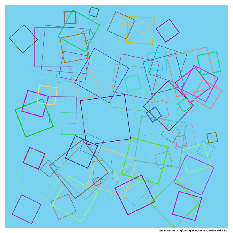 82 squares on glowing shadow and ethereal mint