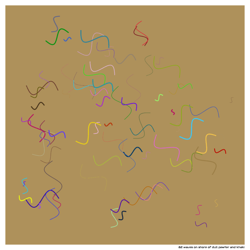 82 waves on shore of dull pewter and khaki