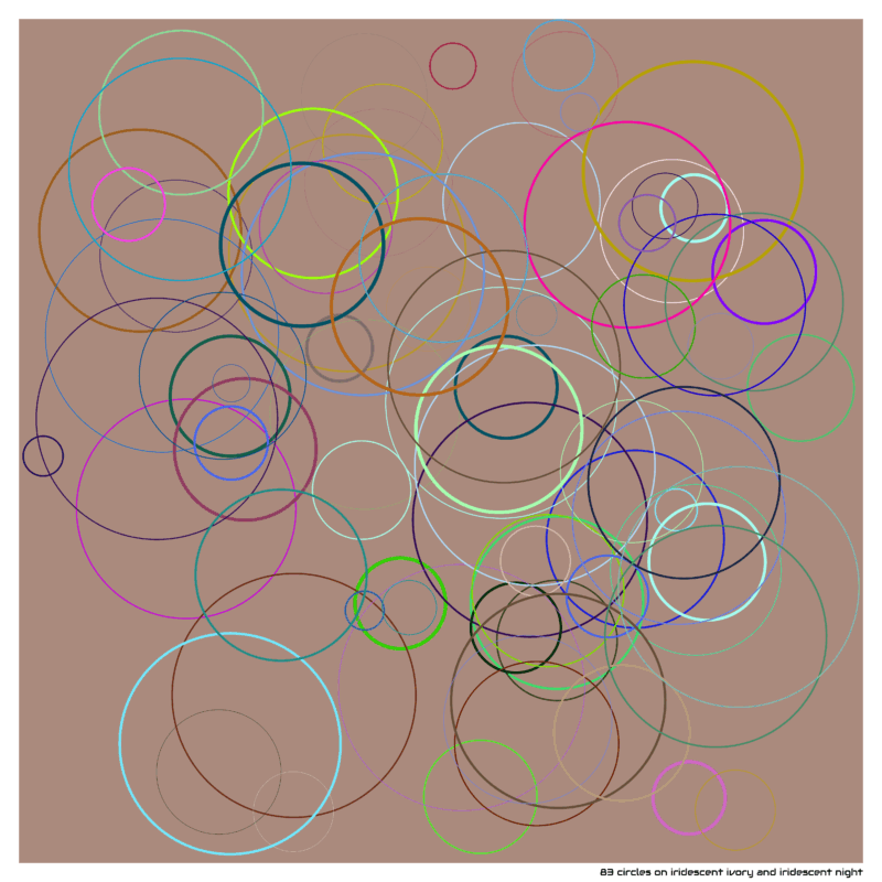 83 circles on iridescent ivory and iridescent night