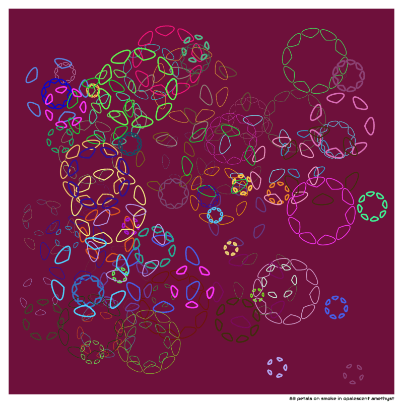 83 petals on smoke in opalescent amethyst