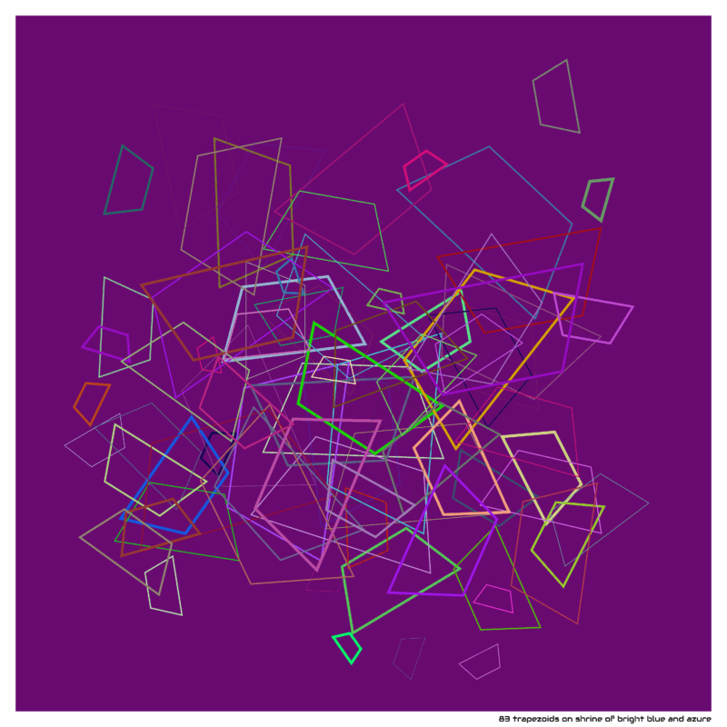 83 trapezoids on shrine of bright blue and azure