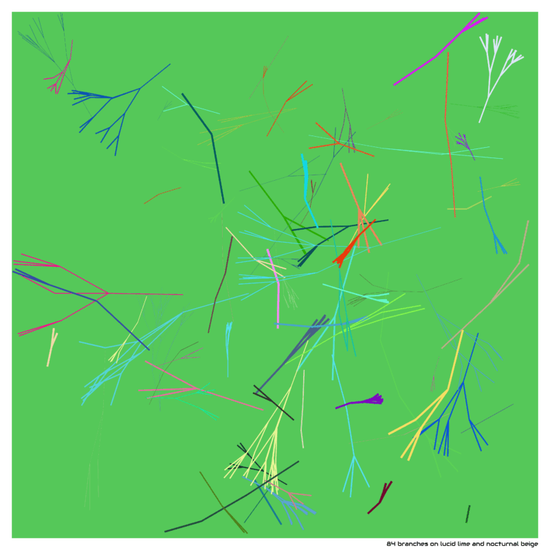 84 branches on lucid lime and nocturnal beige