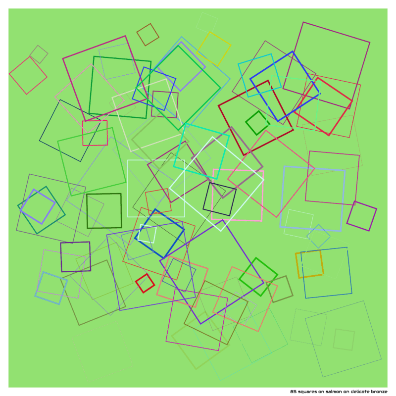 85 squares on salmon on delicate bronze