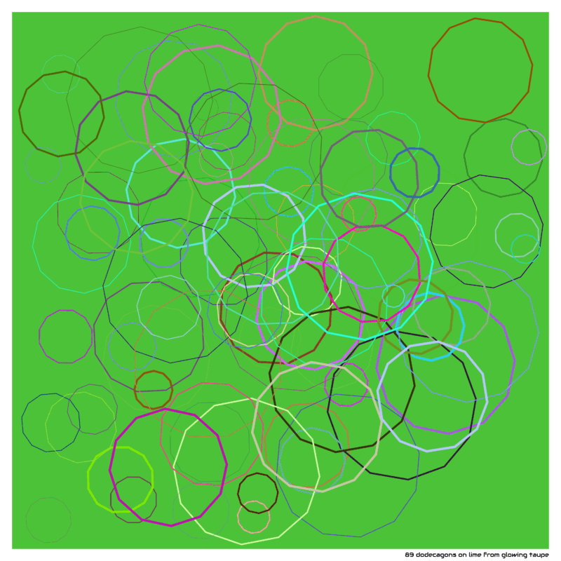 89 dodecagons on lime from glowing taupe