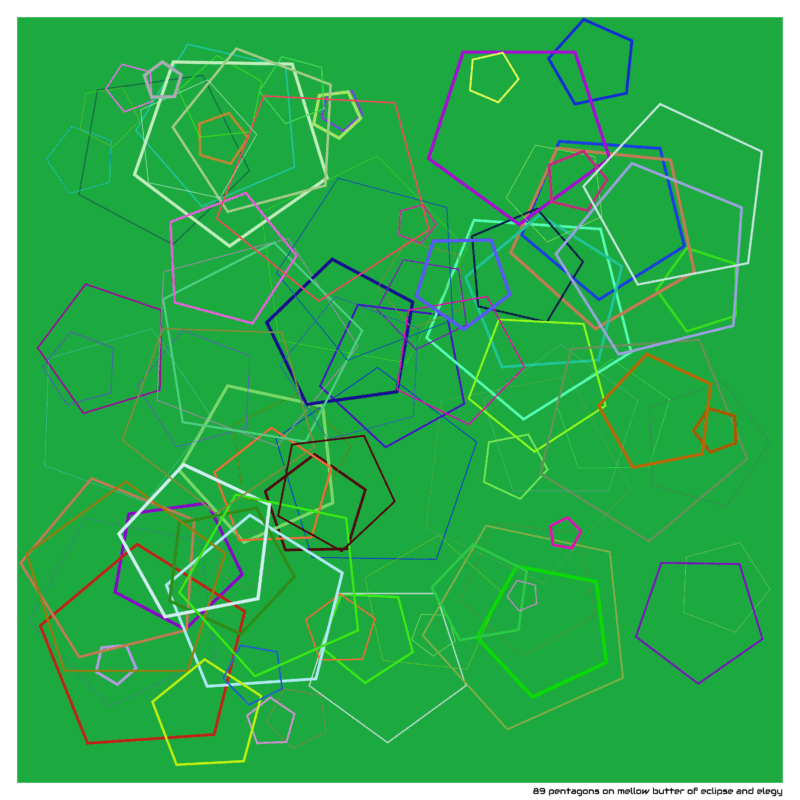 89 pentagons on mellow butter of eclipse and elegy