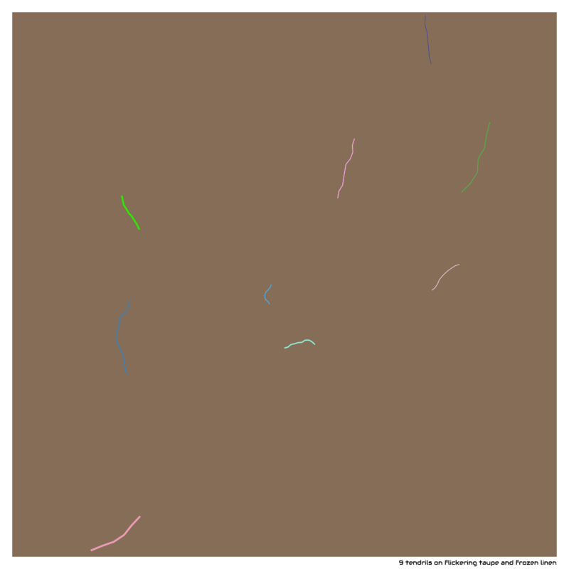 9 tendrils on flickering taupe and frozen linen