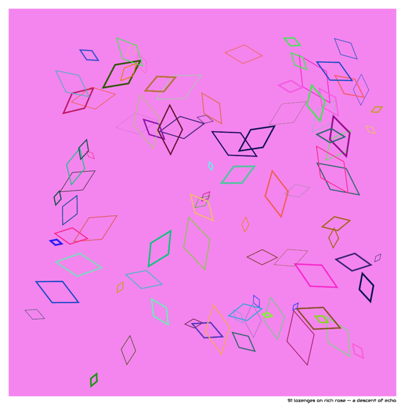 91 lozenges on rich rose — a descent of echo