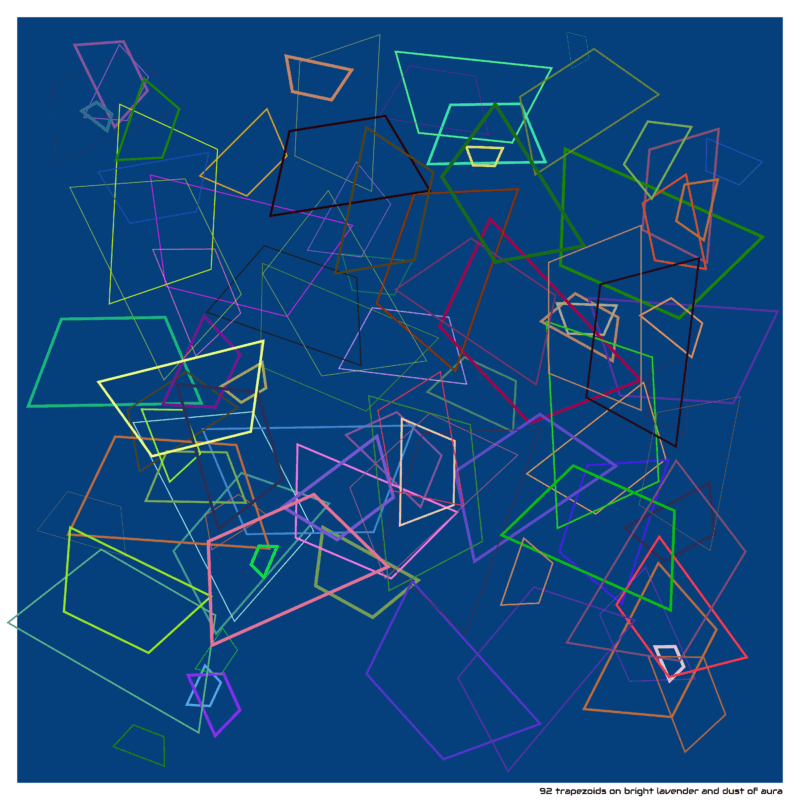 92 trapezoids on bright lavender and dust of aura