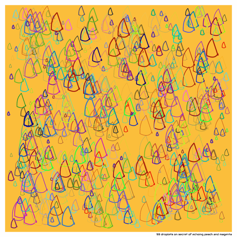 93 droplets on secret of echoing peach and magenta