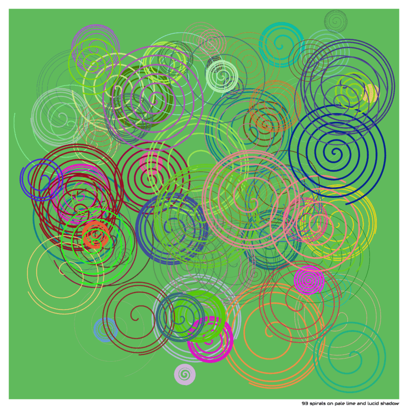 93 spirals on pale lime and lucid shadow